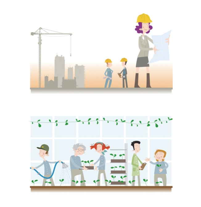 Illustrations for "Equality at work" project by Finnish Ministry of Employment and the Economy, 2014